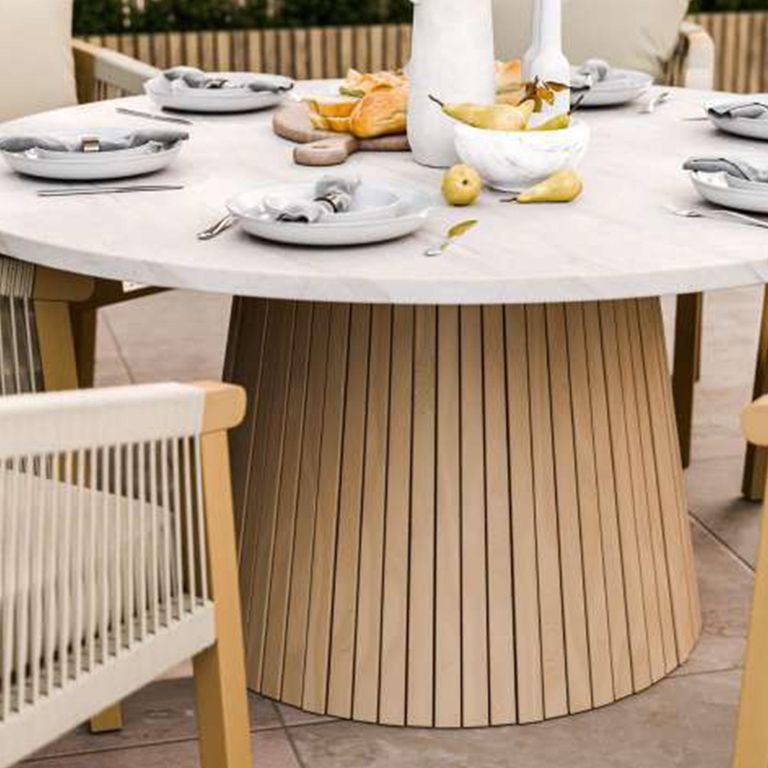 Saturn Garden Round Dining Table - 150cm - 6 Seater - Natural Concrete Top