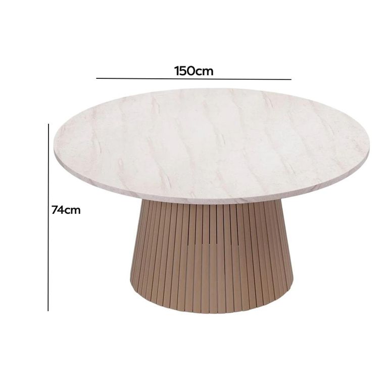 Saturn Garden Round Dining Table - 150cm - 6 Seater - Natural Concrete Top