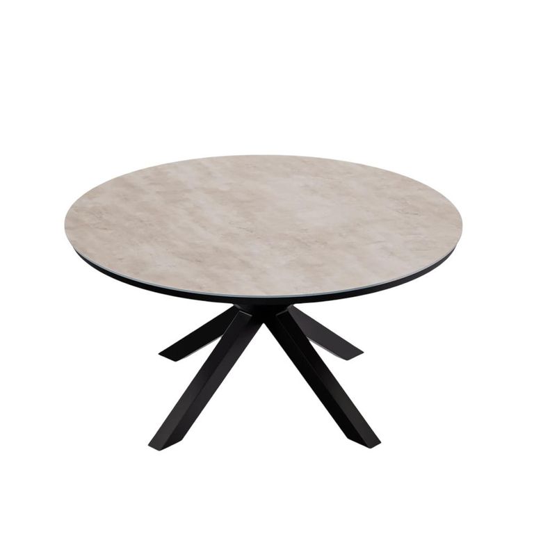Bali Round Dining Table - 6 Seater - 150cm - Ceramic Top - Black Cross Leg