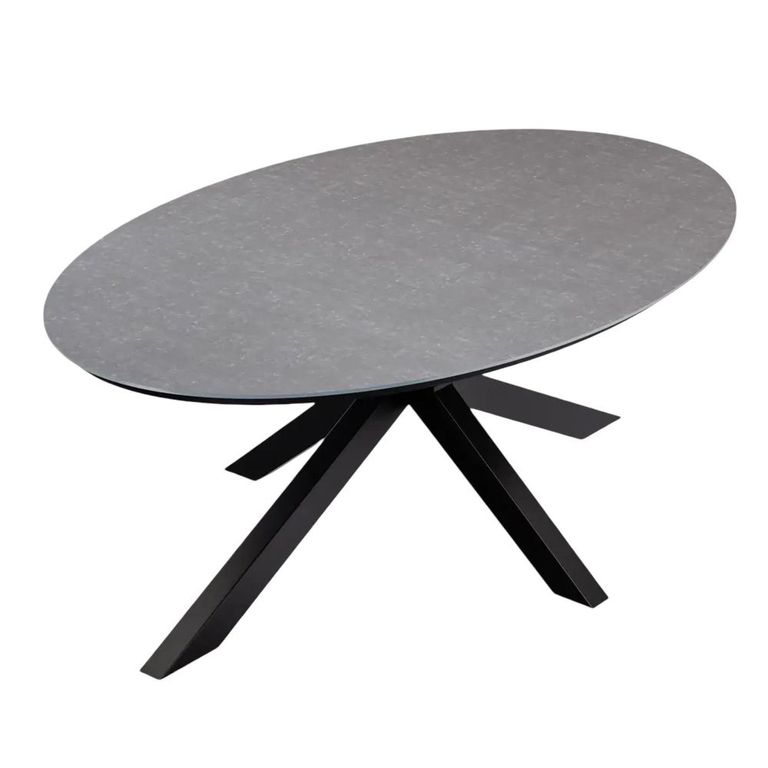 Aspen Garden Oval Dining Table - 8 Seater - 200cm - Ceramic Top - Black Cross Leg