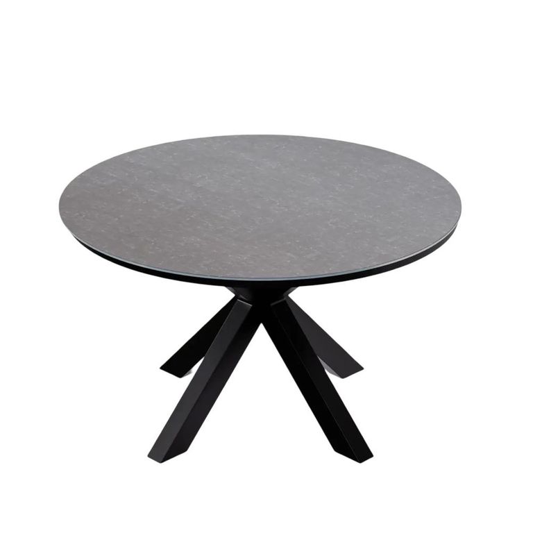 Aspen Garden Round Dining Table - 4 Seater - 120cm - Ceramic Top - Black Cross Leg