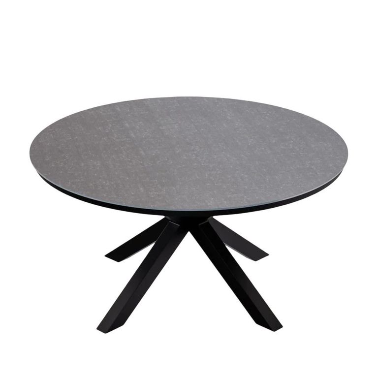 Aspen Garden Round Dining Table - 6 Seater - 150cm - Ceramic Top - Black Cross Leg