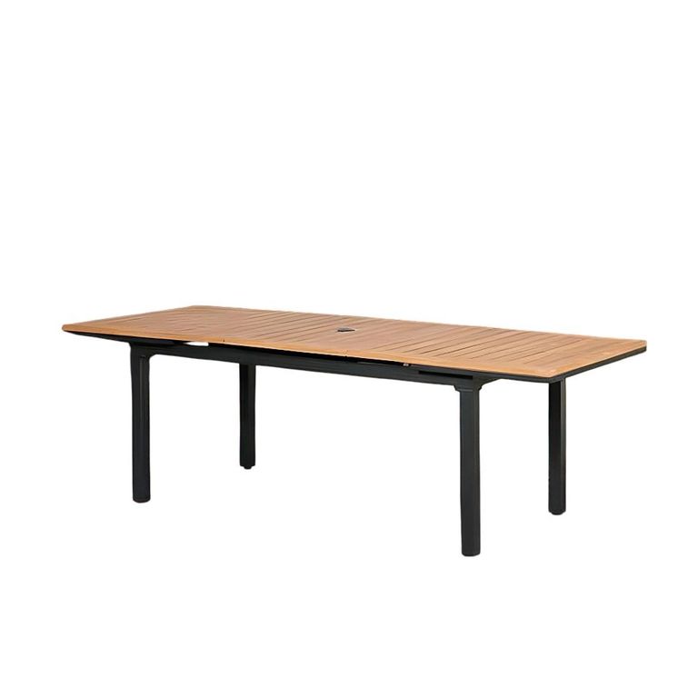 Tuscany Garden Extending Dining Table - 6-12 Seater - 180cm-240cm - Teak Wood - Black Cross Leg