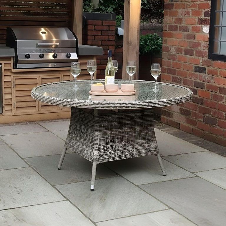 Wentworth Garden Dining Table - 6 Seater - 140cm - Round - Beige - Rattan