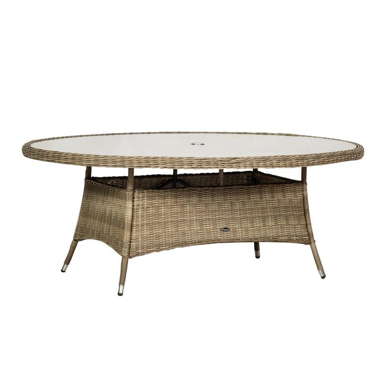 Wentworth Garden Dining Table - 8 Seater - 200cm - Oval - Beige - Rattan