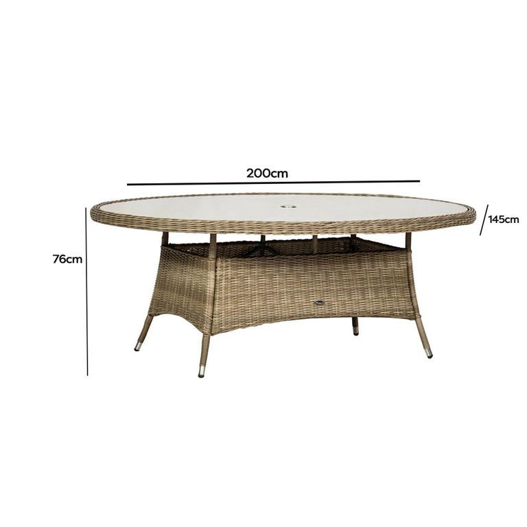 Wentworth Garden Dining Table - 8 Seater - 200cm - Oval - Beige - Rattan
