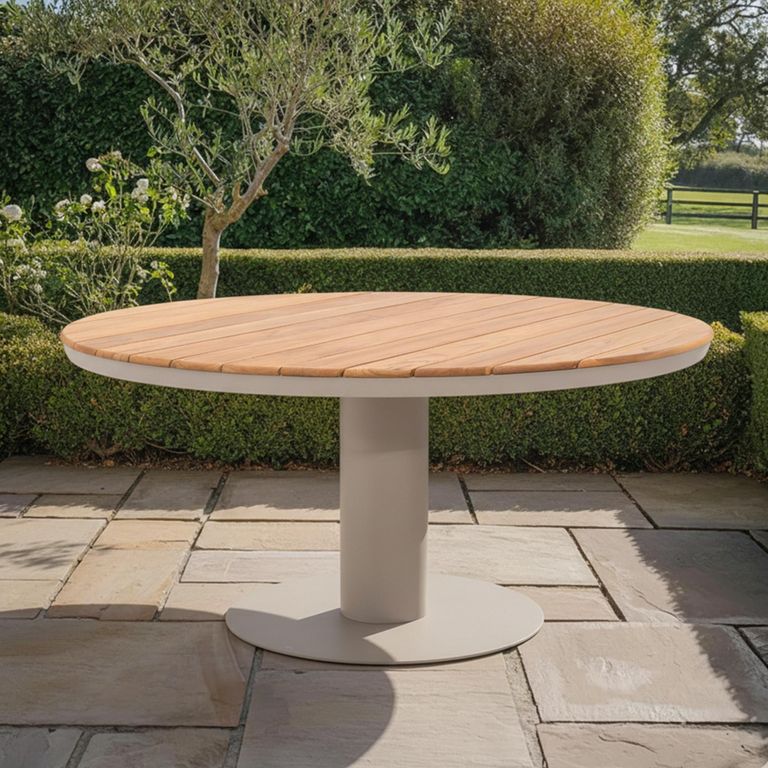 Sicily Round Garden Dining Table - 6 Seater - 160cm - Latte