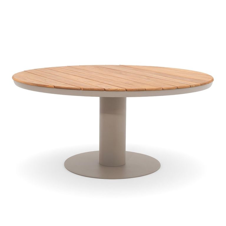 Sicily Round Garden Dining Table - 6 Seater - 160cm - Latte