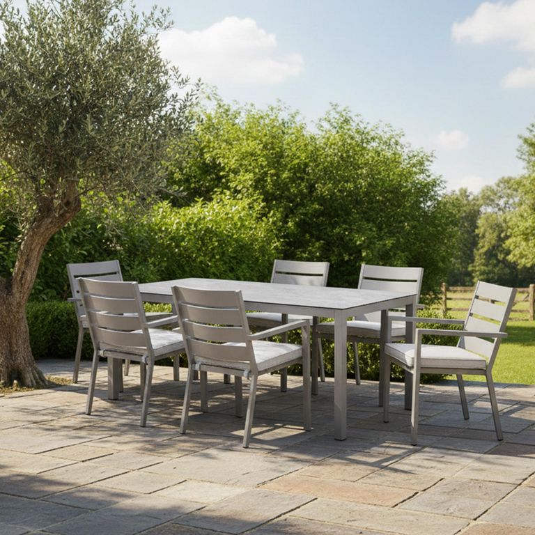 Montreal Garden Dining Table - 6 Seater - 182cm - Cool Linen