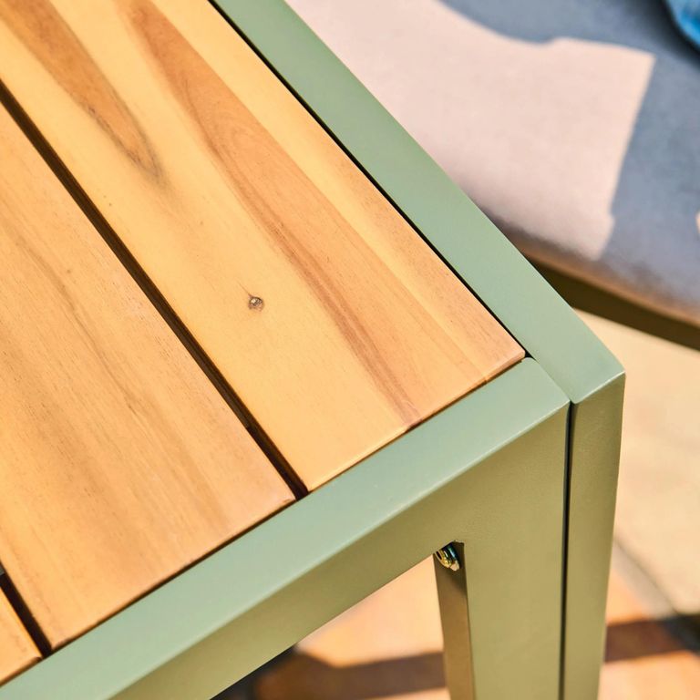 Genoa Garden Dining Table - 6 Seater - 180cm - Olive Green and Timber Wood