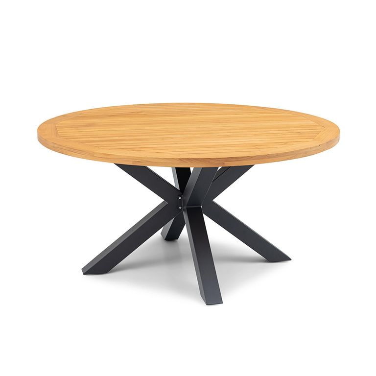 Jakarta Garden Teak Round Dining Table - 8 Seater - 150cm - Charcoal
