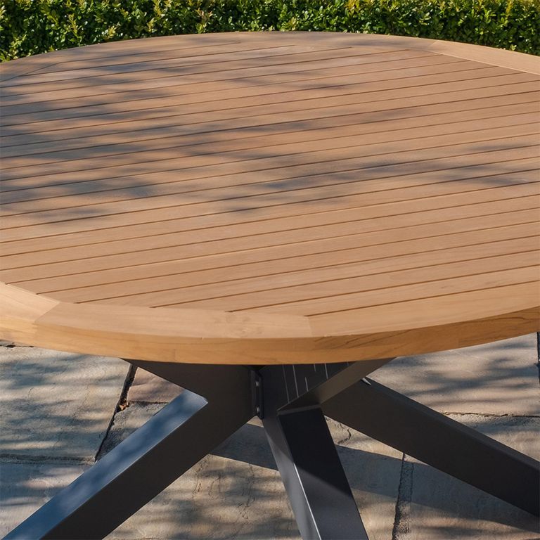 Jakarta Garden Teak Round Dining Table - 8 Seater - 150cm - Charcoal