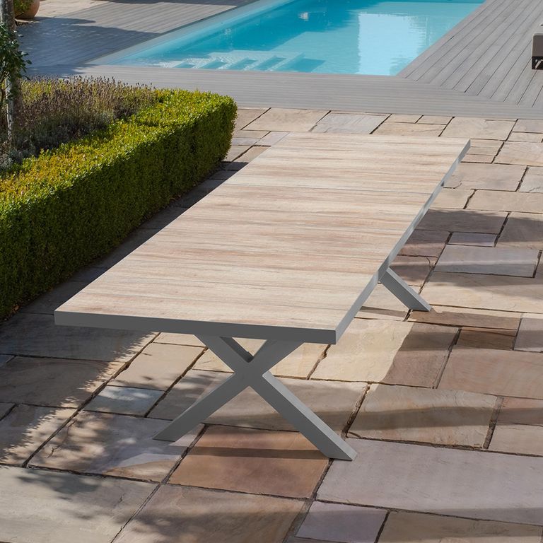 Vienna Garden Extending Dining Table - 6-10 Seater - 242cm-303.5cm - Dawn Grey