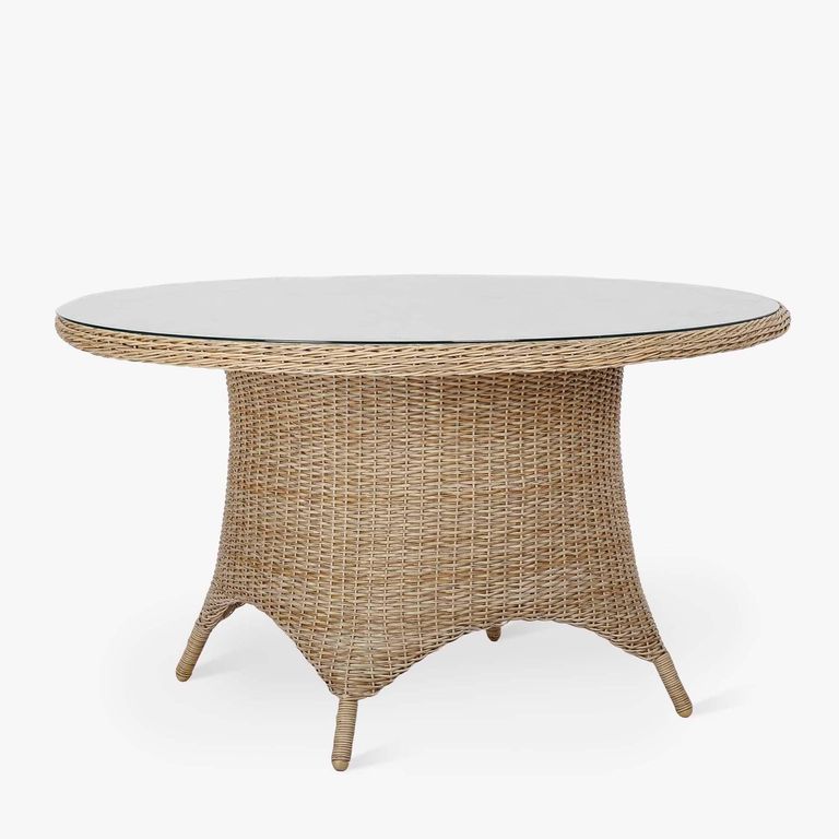 Brayford Outdoor Round Dining Table Small Natural Rattan