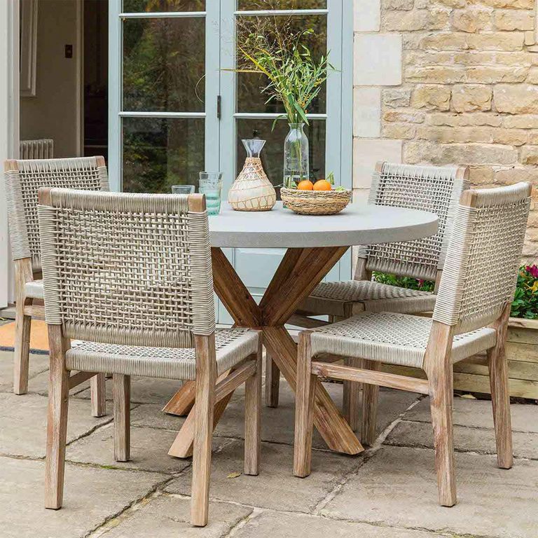 Burford Outdoor Round Dining Table 120cm in Grey Faux Concreate