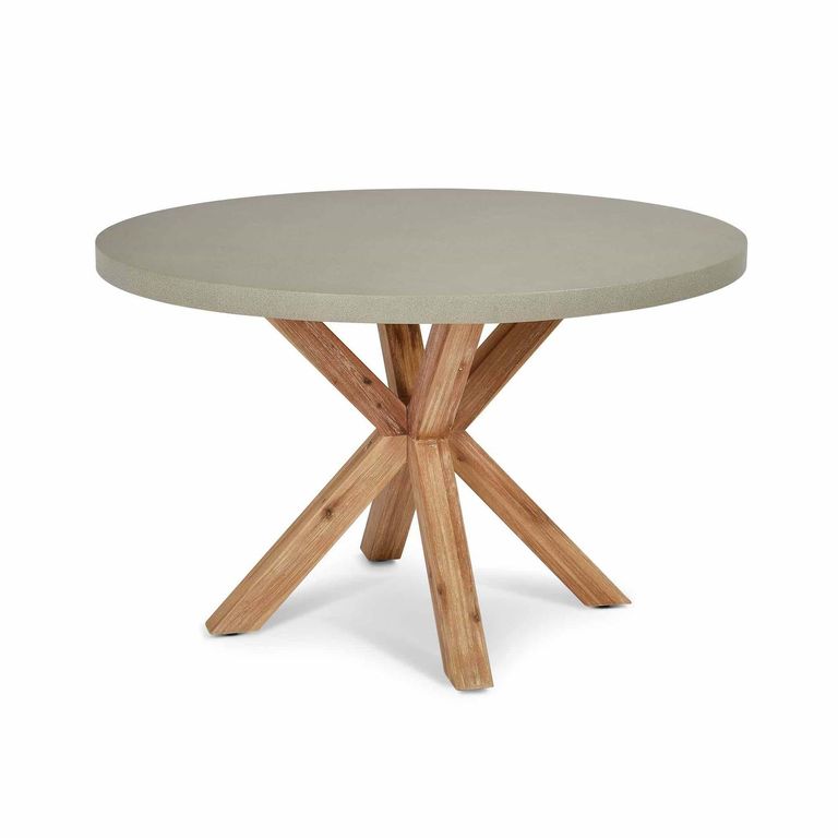Burford Outdoor Round Dining Table 120cm in Grey Faux Concreate