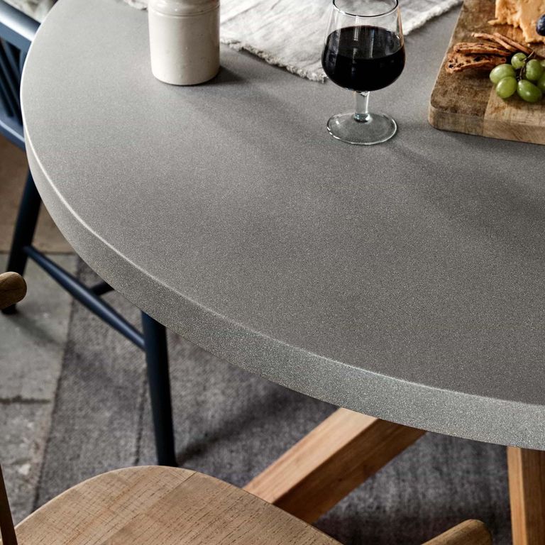 Burford Outdoor Round Dining Table 120cm in Grey Faux Concreate