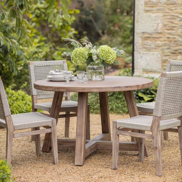 Chilford Outdoor Solid Wood Round Dining Table Natural