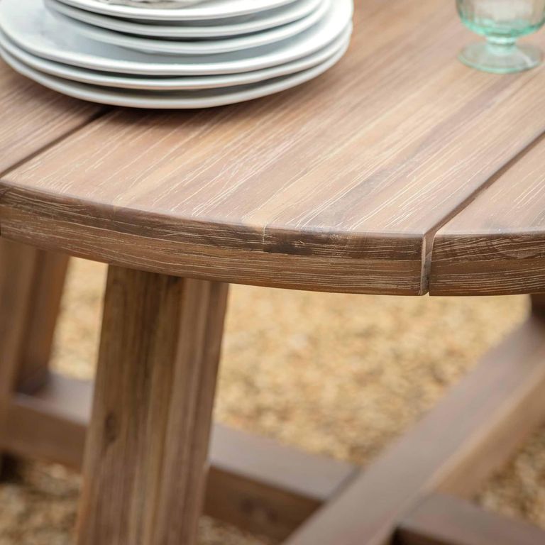 Chilford Outdoor Solid Wood Round Dining Table Natural