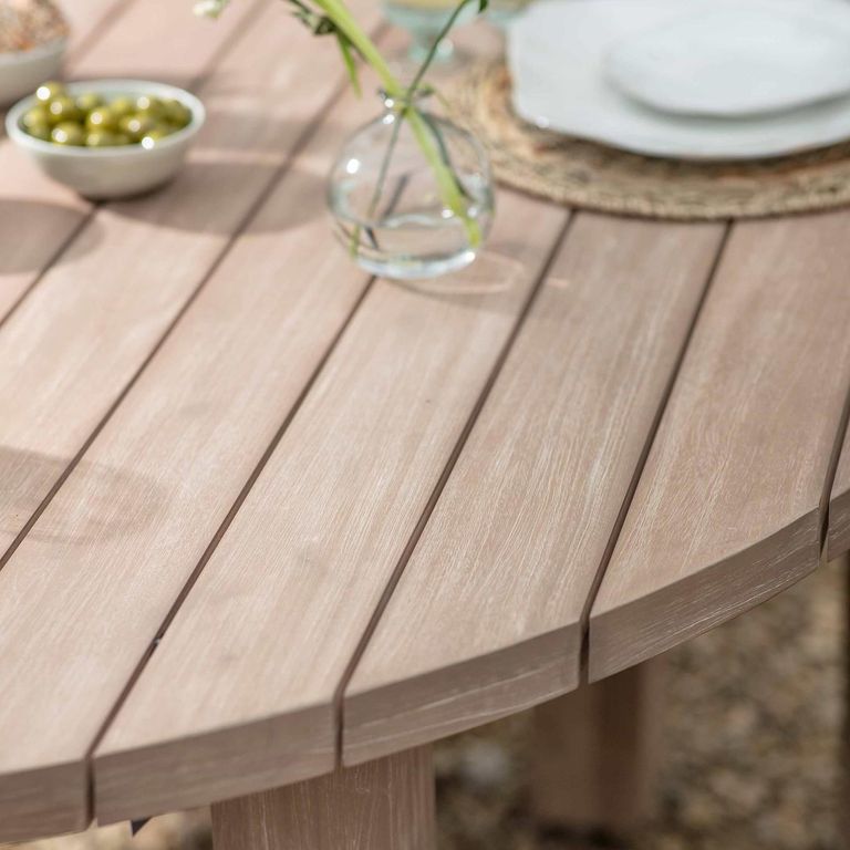Porthallow Outdoor Round Dining Table Medium Natural Acacia Wood