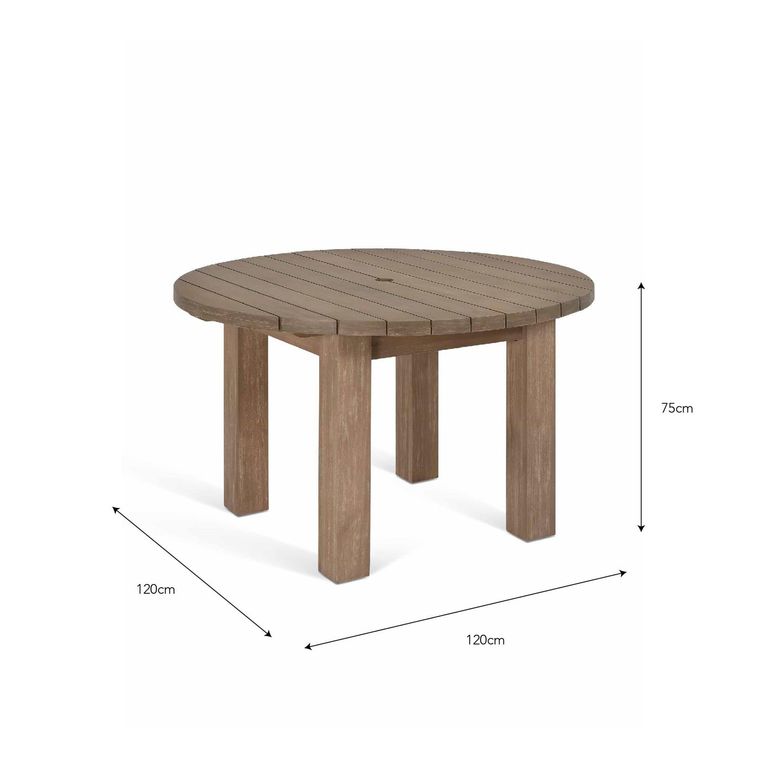 Porthallow Outdoor Round Dining Table Medium Natural Acacia Wood
