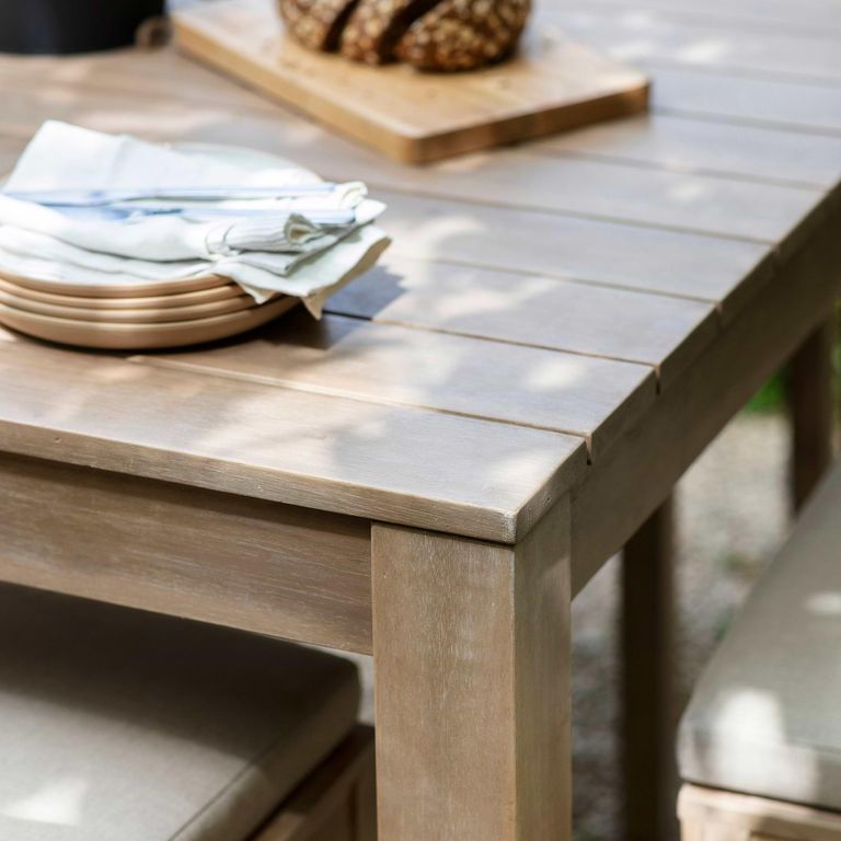 Porthallow Outdoor Square Dining Table Natural Acacia Wood