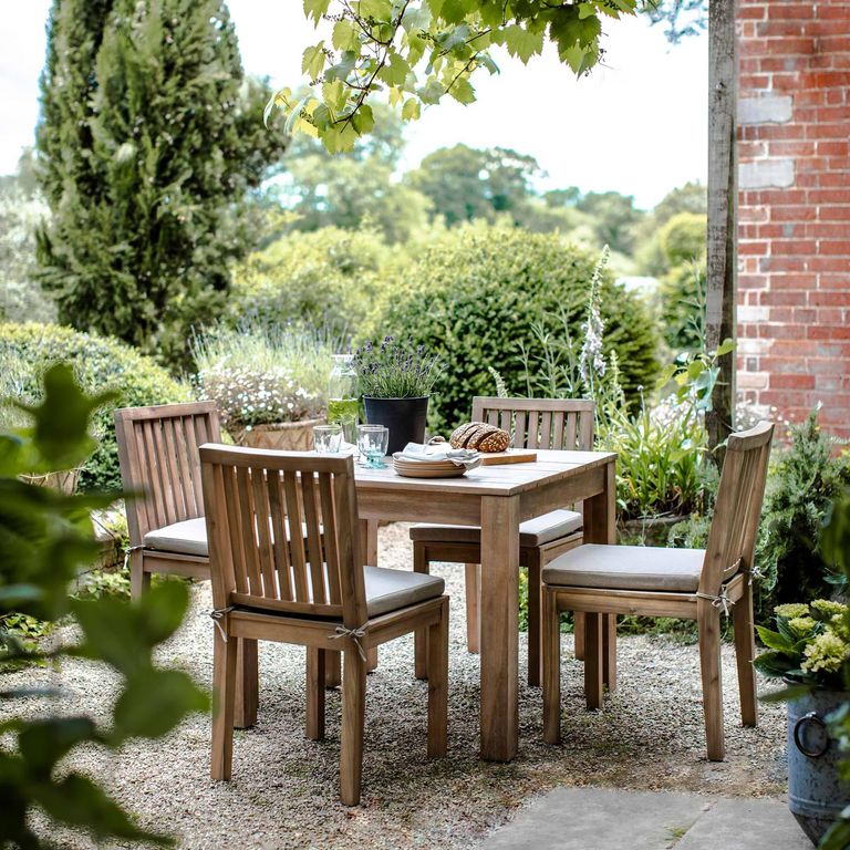Porthallow Outdoor Square Dining Table Natural Acacia Wood