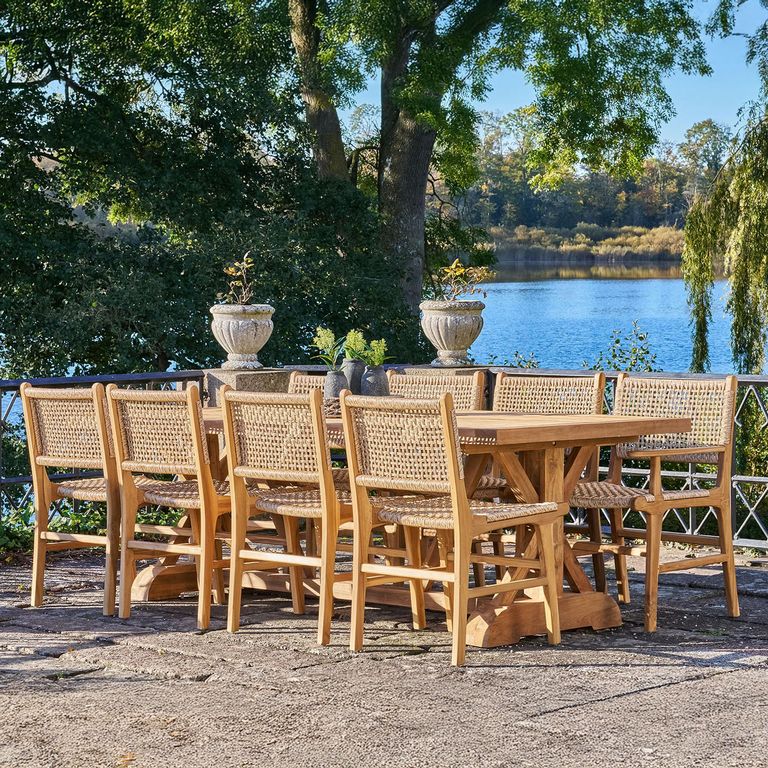 Volos Garden Dining Table - 10 Seater - Natural - Teak Wood - 240cm