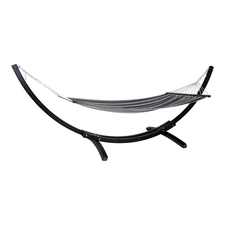Tripoli Hammock - Grey - Fabric - Black Wooden Stand