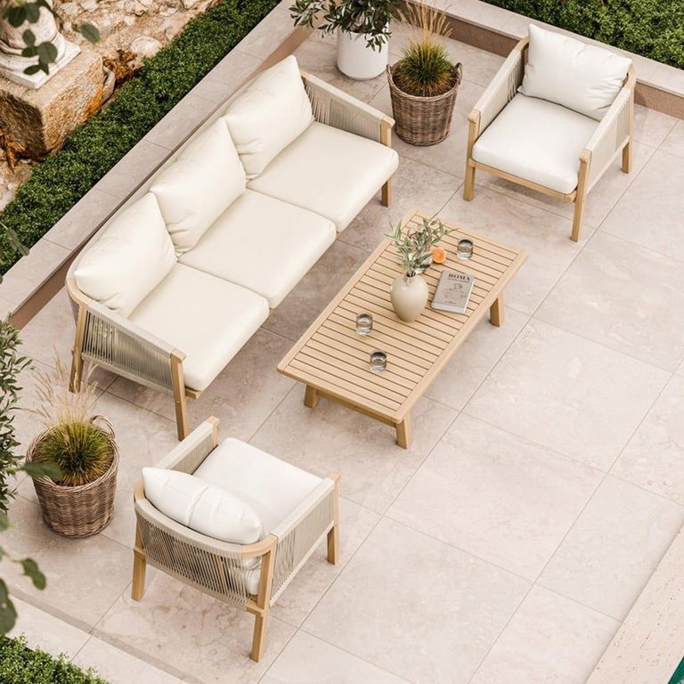 Roma Garden Lounge Set - 5 Seater - Triple Sofa with Coffee Table