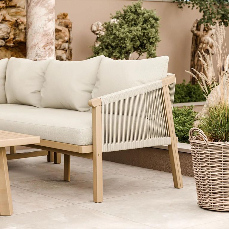 Roma Garden Corner Lounge Set - 5 Seater - Square Coffee Table