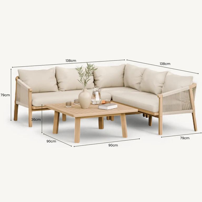 Roma Garden Corner Lounge Set - 5 Seater - Square Coffee Table