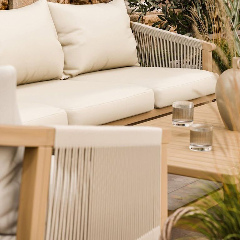 Roma Garden Lounge Set - 5 Seater - Triple Sofa with Coffee Table