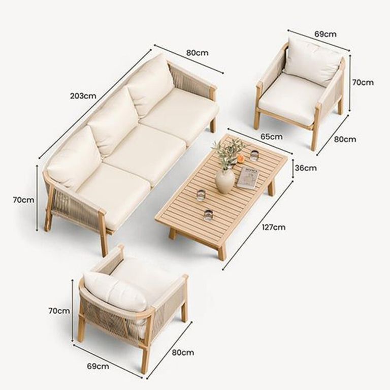 Roma Garden Lounge Set - 5 Seater - Triple Sofa with Coffee Table