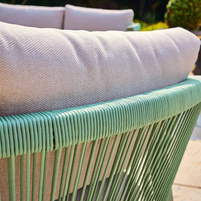 Genoa Garden Corner Lounge Set - 5 Seater - with Coffee Table - Olive Green and Timber Wood