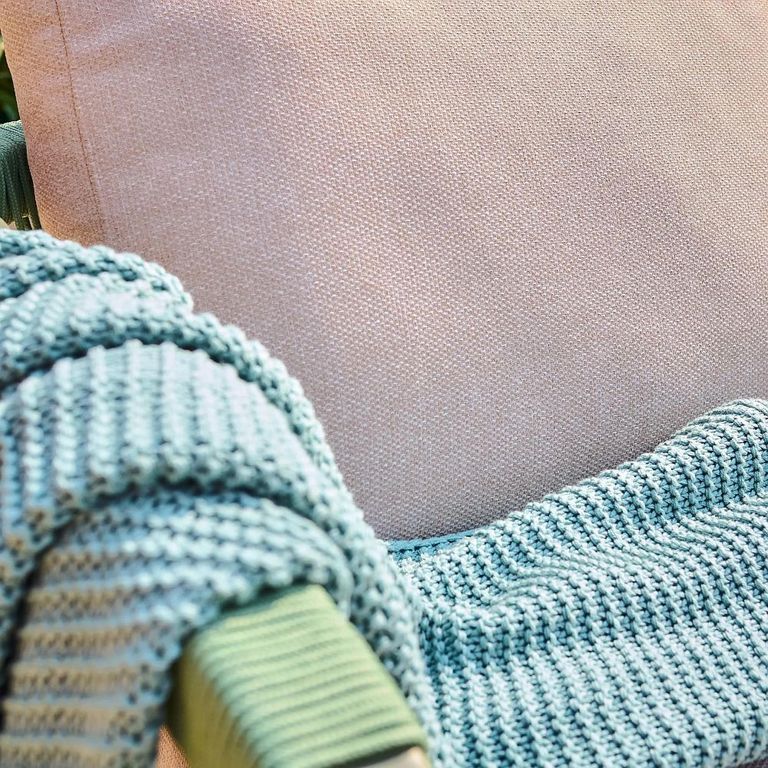 Genoa Garden Lounge Set - 4 Seater - with Coffee Table - Olive Green and Timber Wood