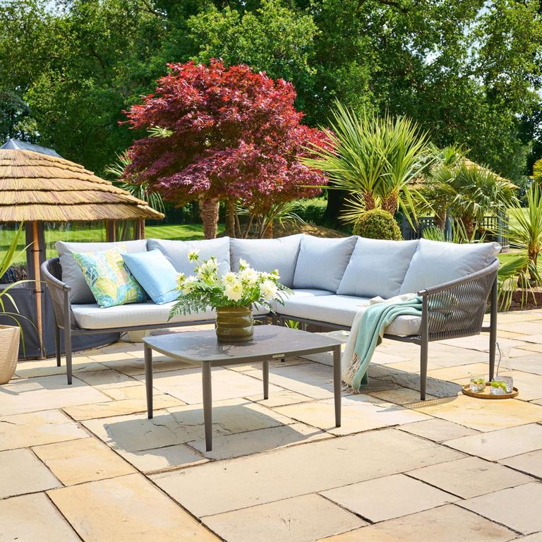 Kyoto Garden Corner Lounge Set - 5 Seater - Ceramic - with Square Coffee Table