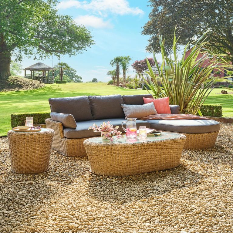 Palermo Chaise Set - with Oval Coffee Table & Round Side Table - Luxury Rattan