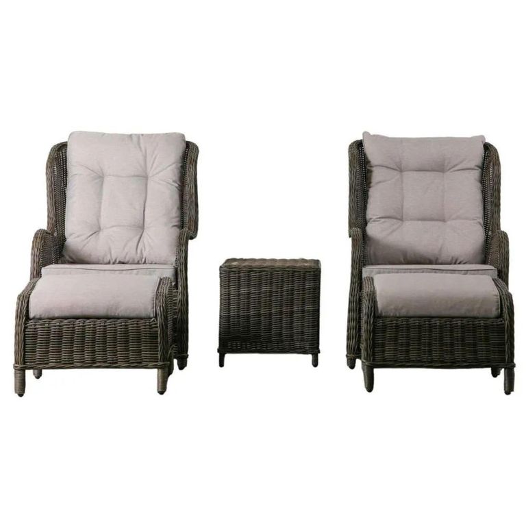 Clearance - Cinto Outdoor Garden High Back Lounge Set - Natural Rattan - D656