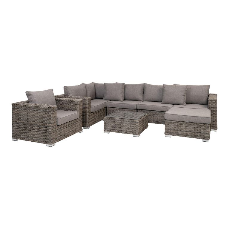 Calvi Lounge Set - Grey - Fabric and Polyrattan