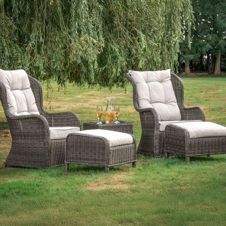 Clearance - Cinto Natural Rattan Outdoor Garden High Back Lounge Set - A217