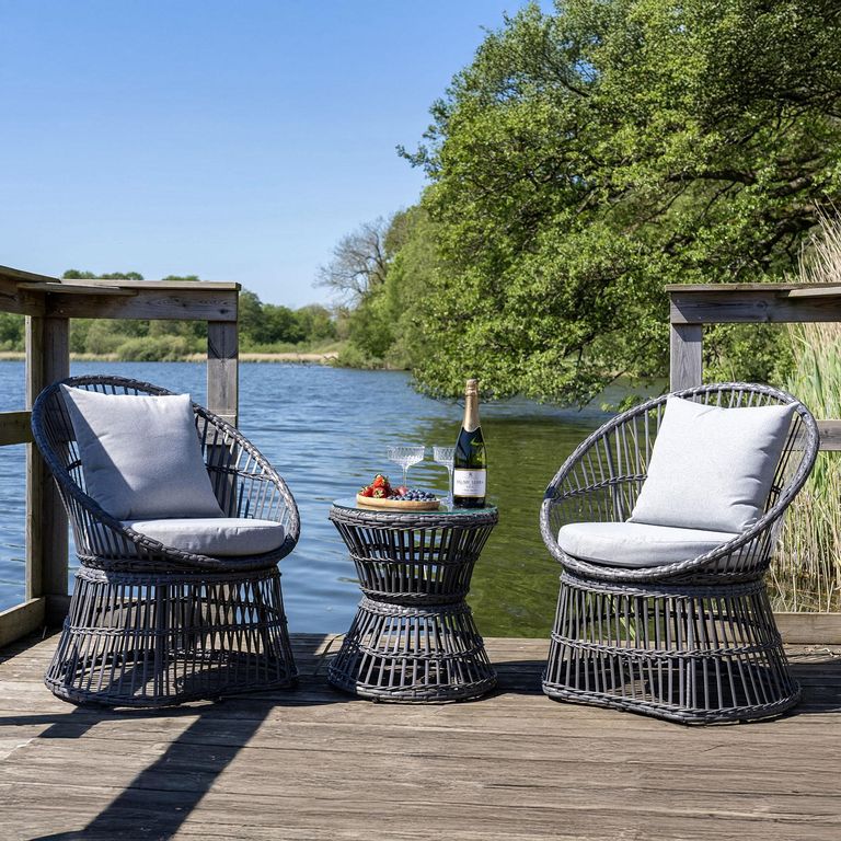 Natal Lounge Set - Grey - Metal and Rattan