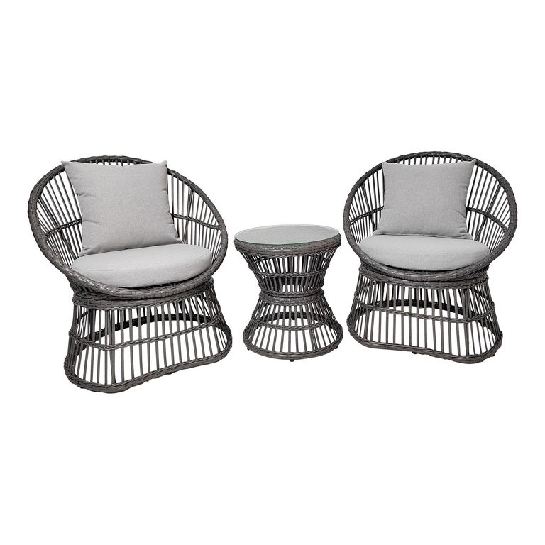 Natal Lounge Set - Grey - Metal and Rattan