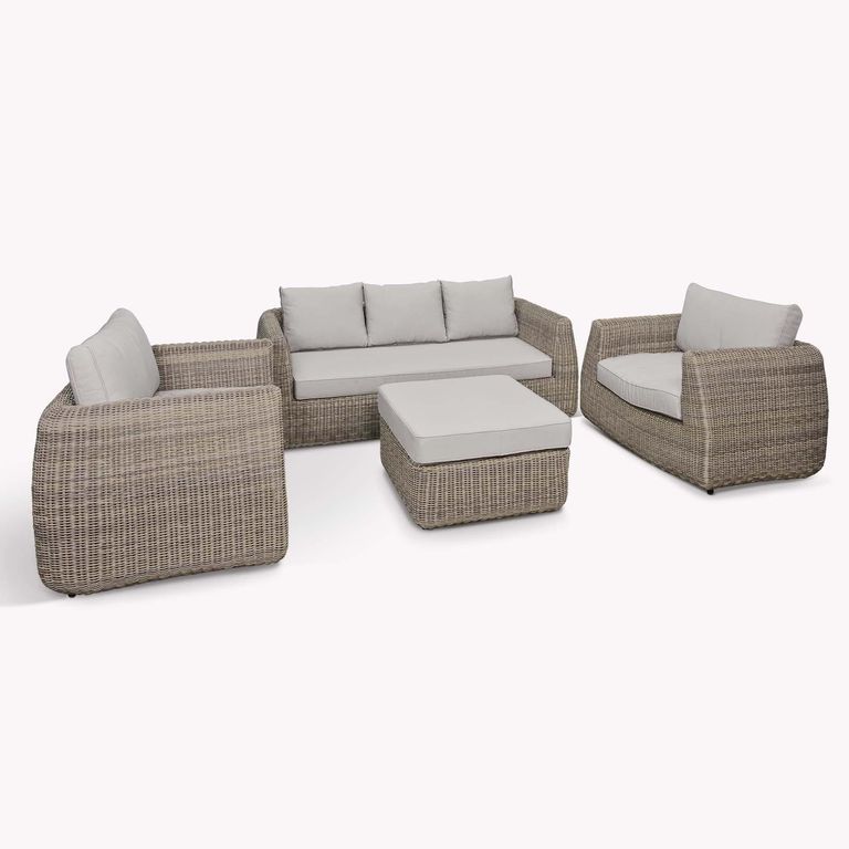 Skala Outdoor 3 Seater Sofa Set Light Rattan