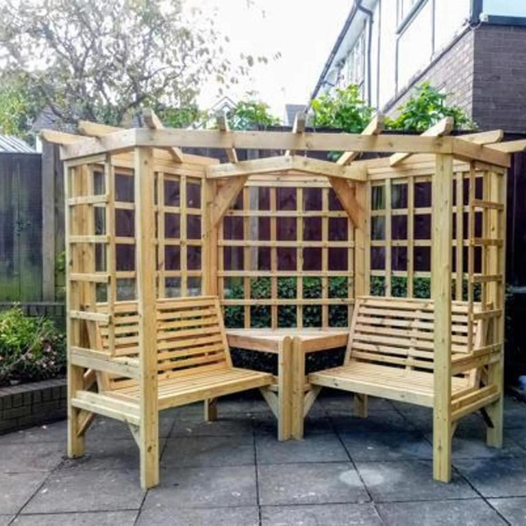 Churnet Valley Clementine Redwood 4 Seater Corner Garden Arbour