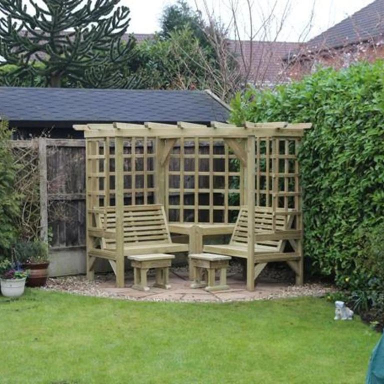 Churnet Valley Clementine Redwood 4 Seater Corner Garden Arbour