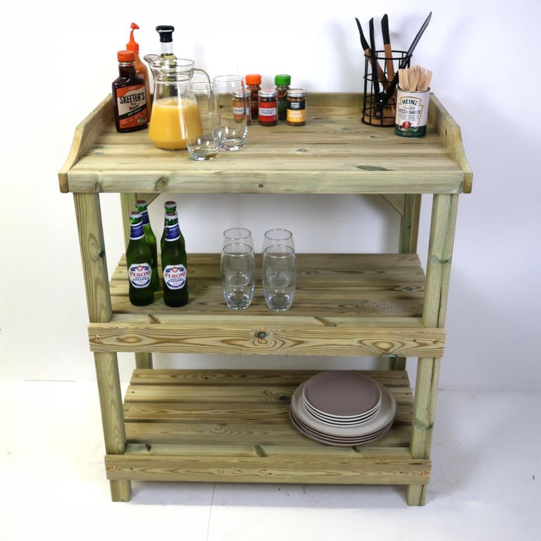 Garden - BBQ Prep Table - Timber Wood
