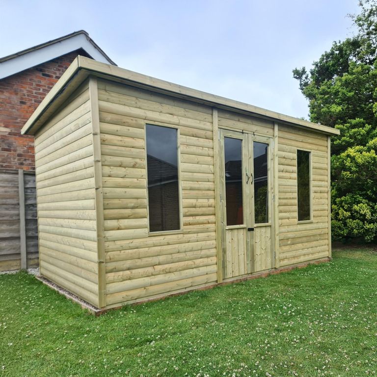 Bakewell Garden Summerhouse - 2 Door - Pent Roof - Redwood & Timber Wood
