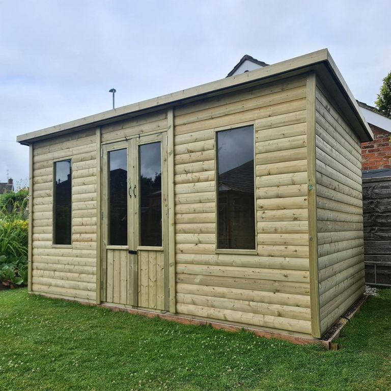 Bakewell Garden Summerhouse - 2 Door - Pent Roof - Redwood & Timber Wood