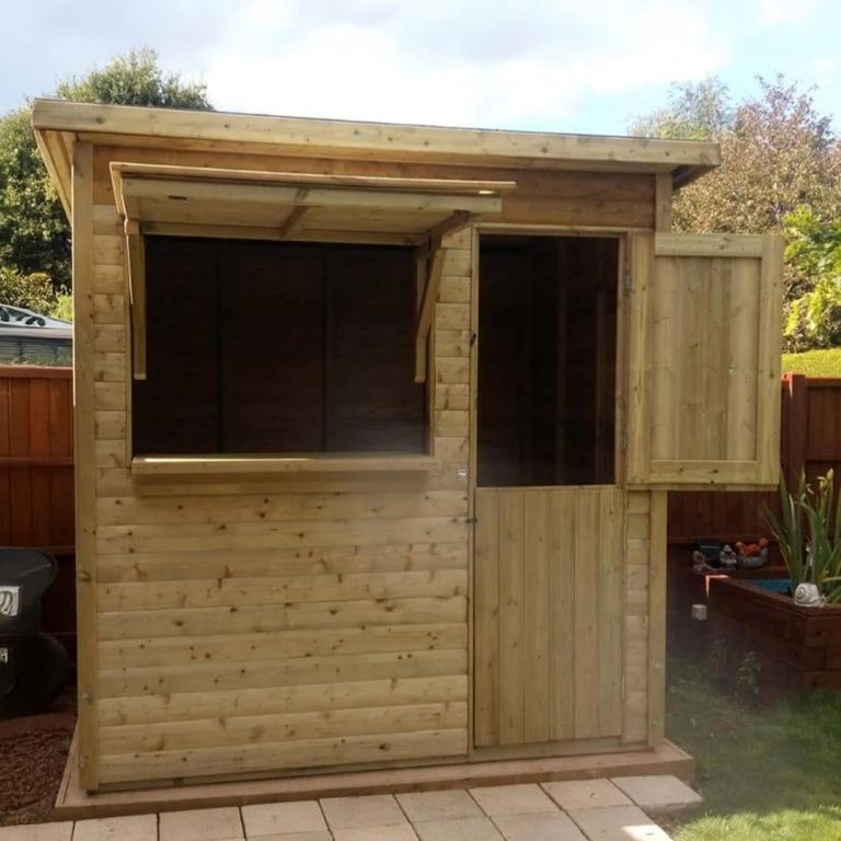 Garden Bar - 3 Door - Pent Roof - Timber Wood